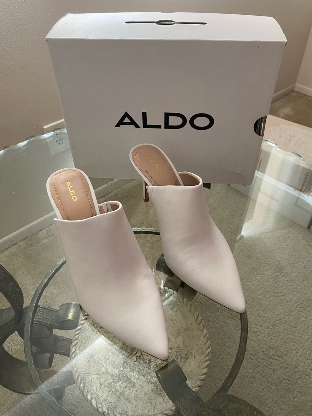 ALDO Women's Pointed Mule Heels in Pale Pink